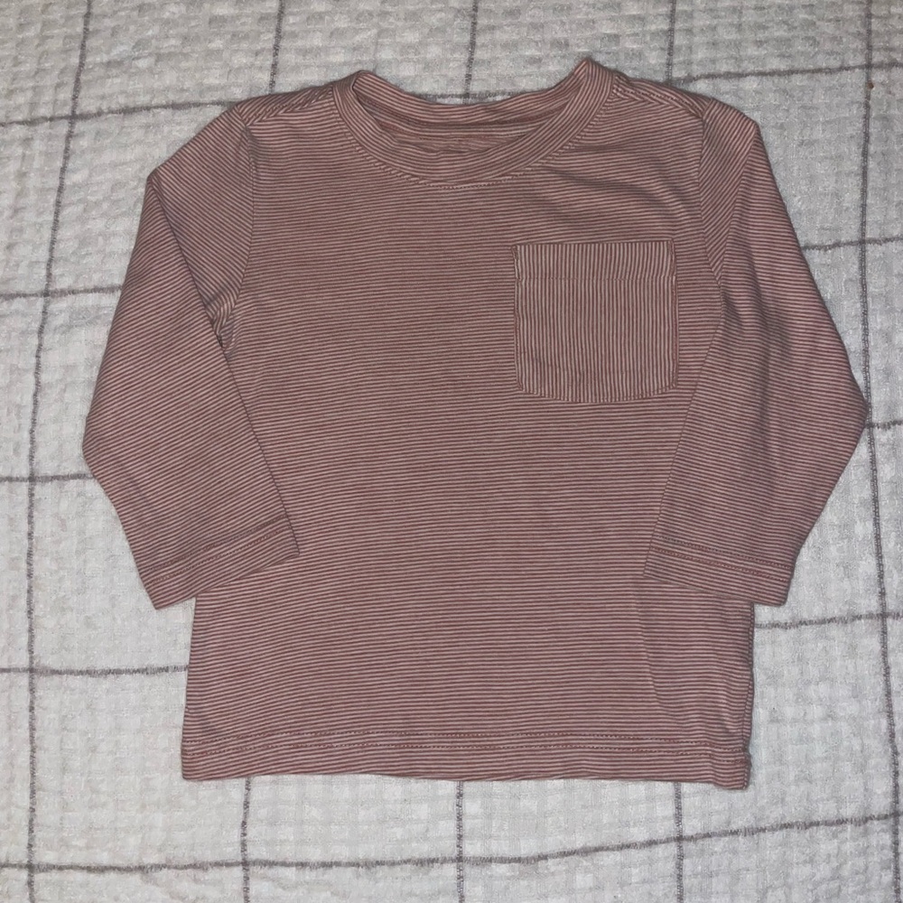 Striped Kids Long Sleeve Shirt - Brown